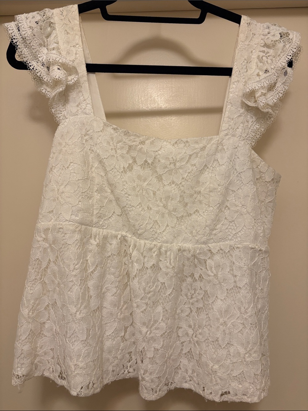 Draper James White Lace Ruffle Camisole Top